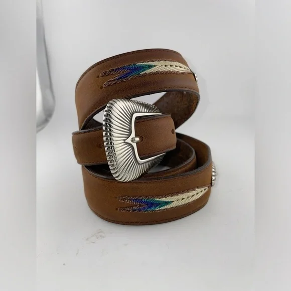 Tony Lama Mens The Duke Center Applique Brown Western Belt 40​​​​​​​​​​​​ - Picture 2 of 10